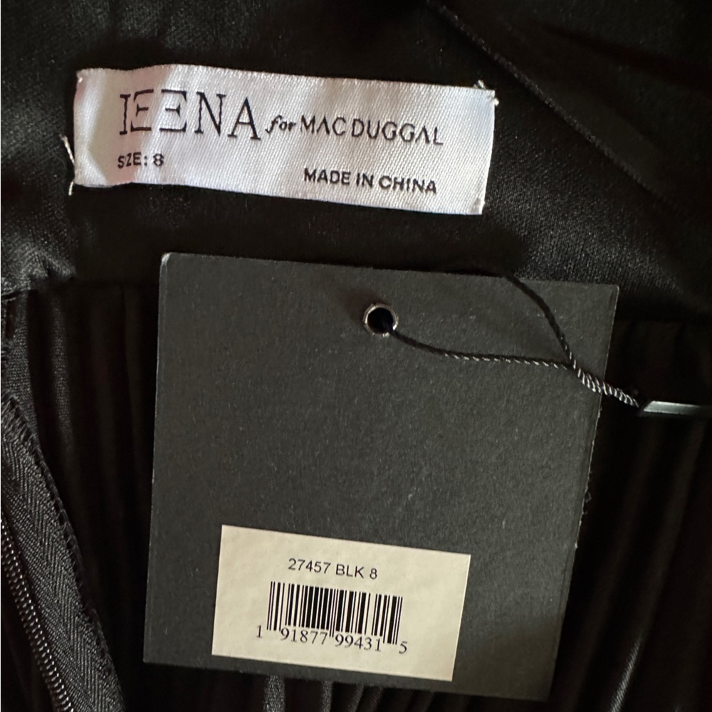 NWT MAC DUGGAL 27457 BLACK SATIN JUMPSUIT Sizes 6 & 8 with POCKETS - Picture 8 of 12